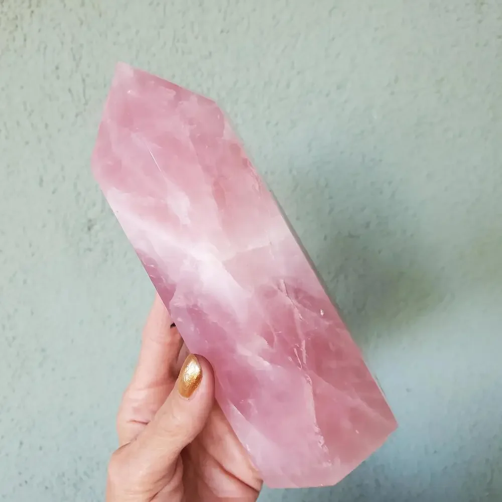 Rose Quartz Deep Dark Pink Flashy Crystal Large Tower 868 grams